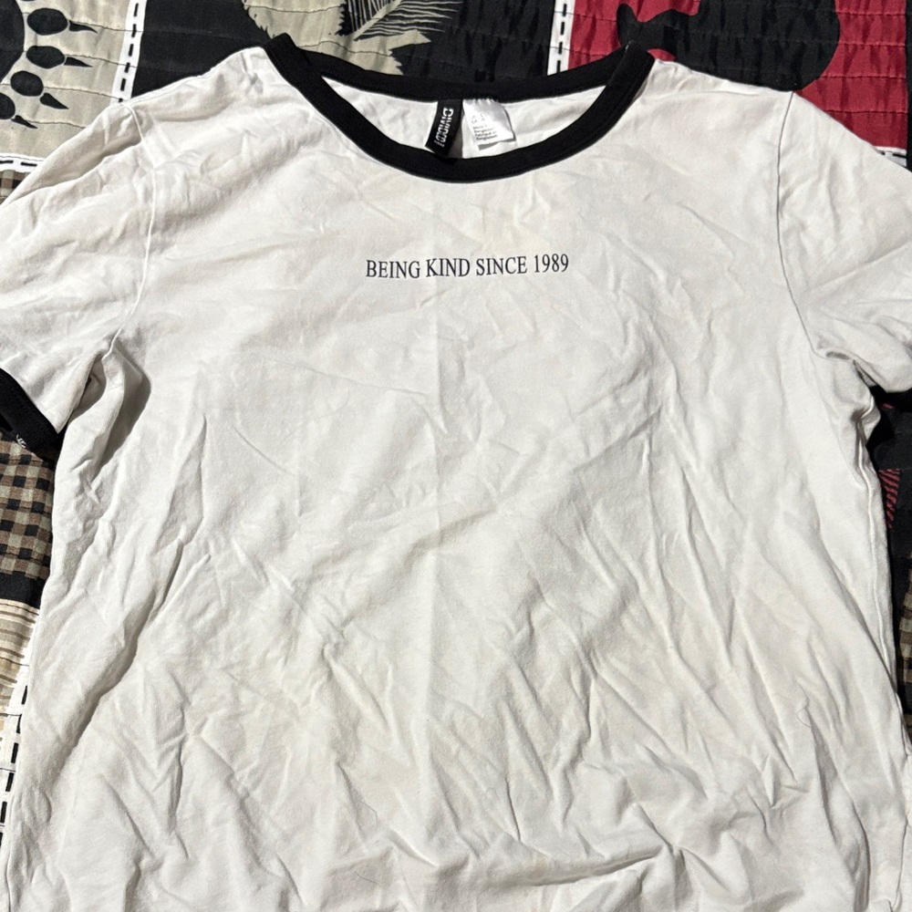 H&M Divided White Tee with Black Trim